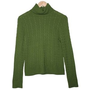 Women’s Jcrew green merino wool, cashmere turtleneck sweater size XS